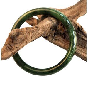 DK Green Jade Bangle Bracelet Natural Stone Elegant Accessory For Women & Men